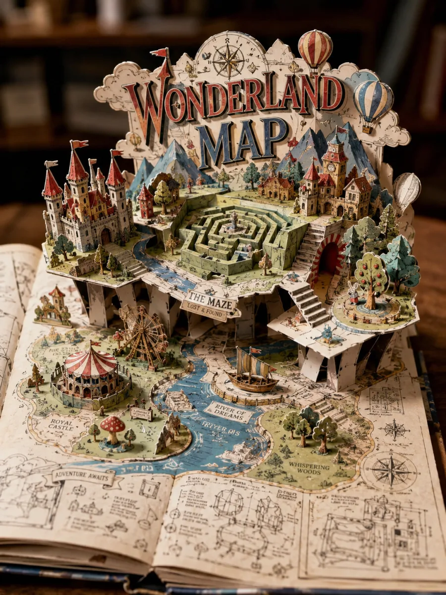 Wonderland Map Pop-Up Book Diorama