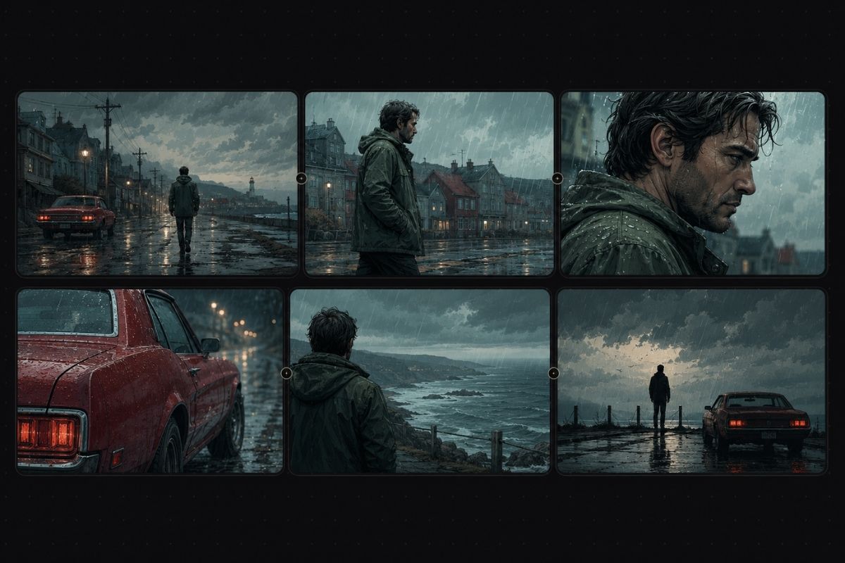 AI storyboard generator creating cinematic frame concepts