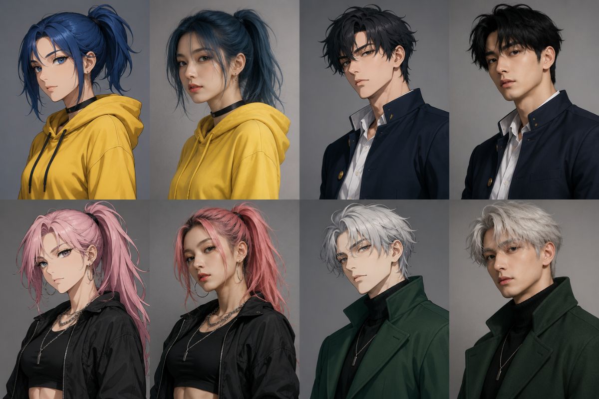 AI anime character transformed into a realistic human