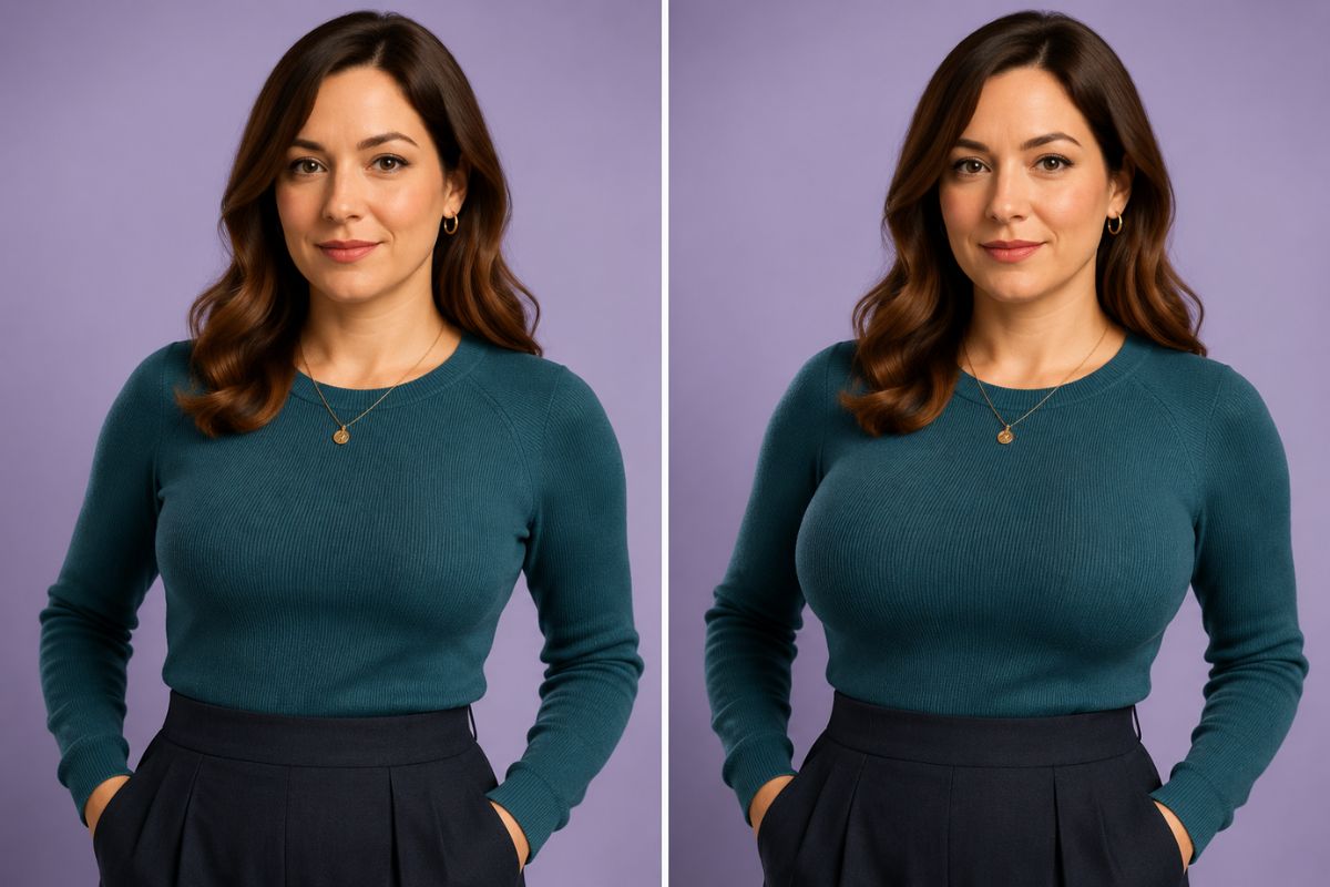 AI Breast Expansion — Clothing and Fabric Coherence