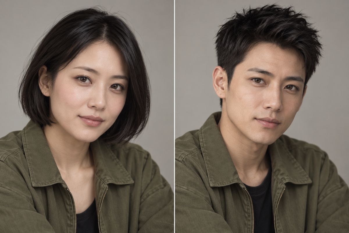 남성으로 변신한 짧은 머리 여성의 모습을 보여주는 성별 전환 비디오